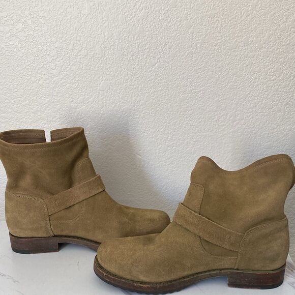 Frye Veronica Moto Green Suede Bootie - Picture 5 of 8